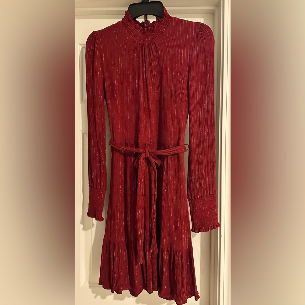 Tommy Hilfiger Wine Red/Burgundy Dress w/Gold Pinstripe size 8.
